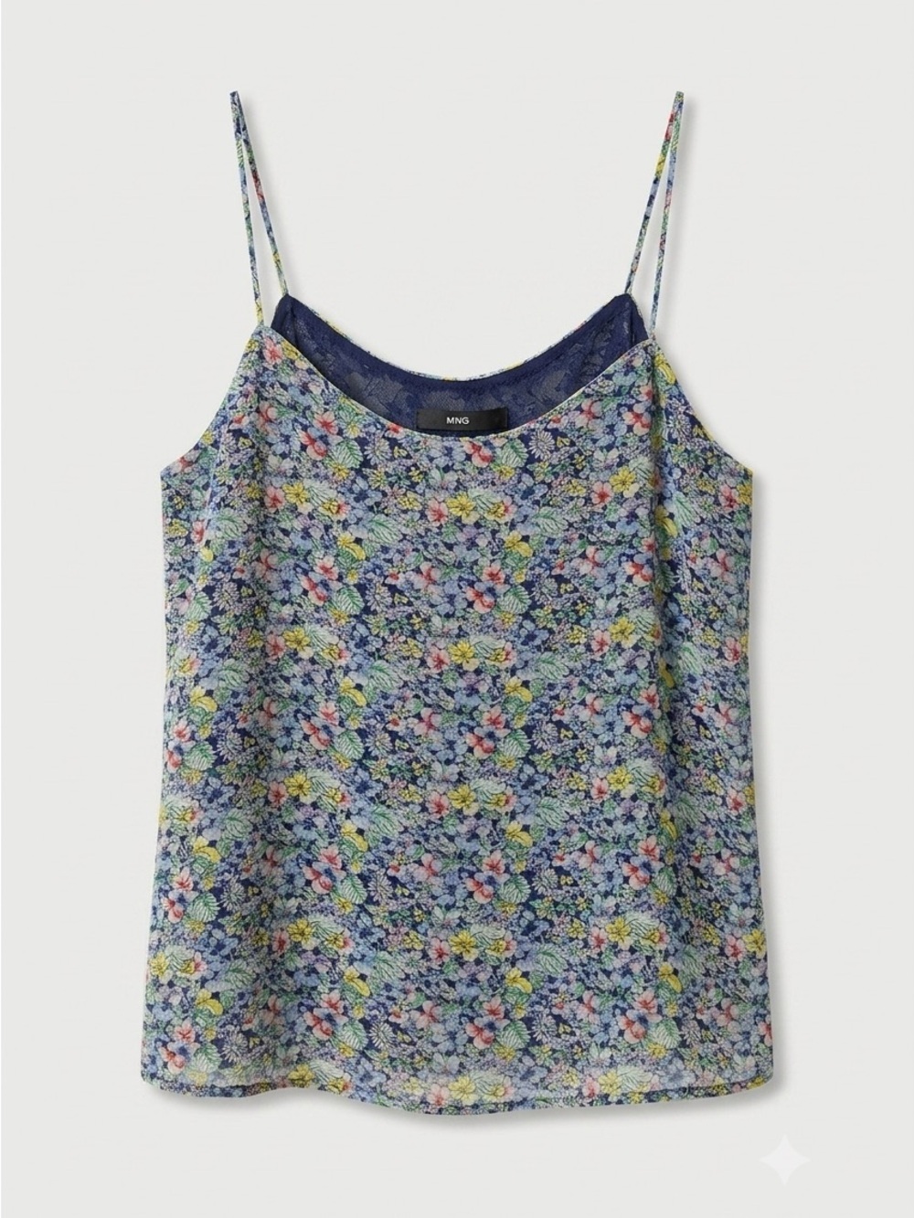 Mnago Casual Floral Spaghetti Strap Tank Top Lightweight Size Large